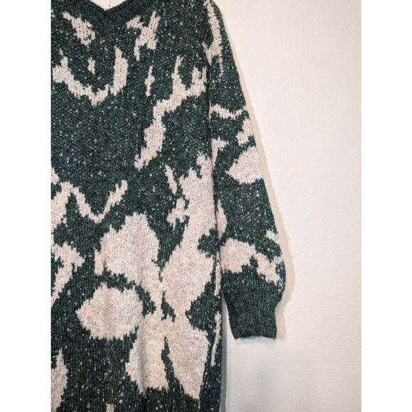 Brazos Market Women's Open Front Duster Sweater Cardigan Green and Cream One Sz - Picture 14 of 15